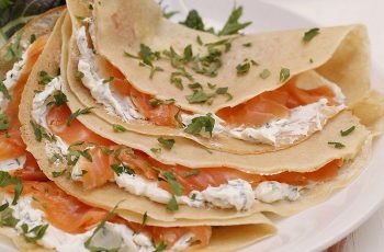 Panqueques de salmón ahumado